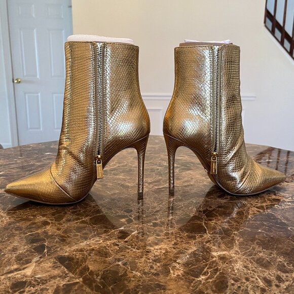 MICHAEL KORS Metallic Snake-Embossed Leather Leona Booties (Size 6) - Picture 2 of 5